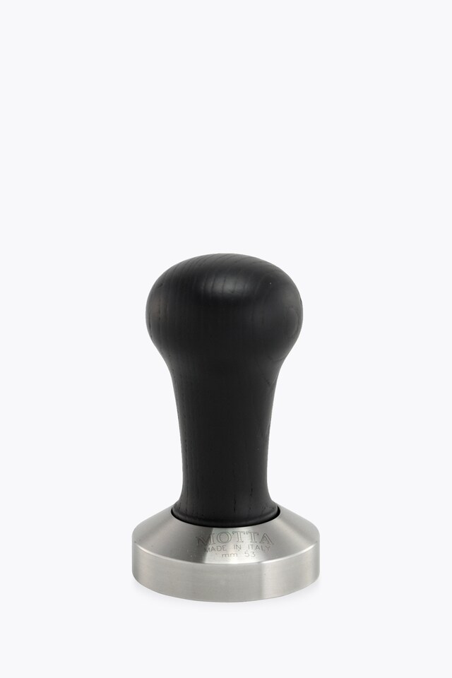 Motta Tamper Edelstahl Plan mit Holzgriff Schwarz 53mm