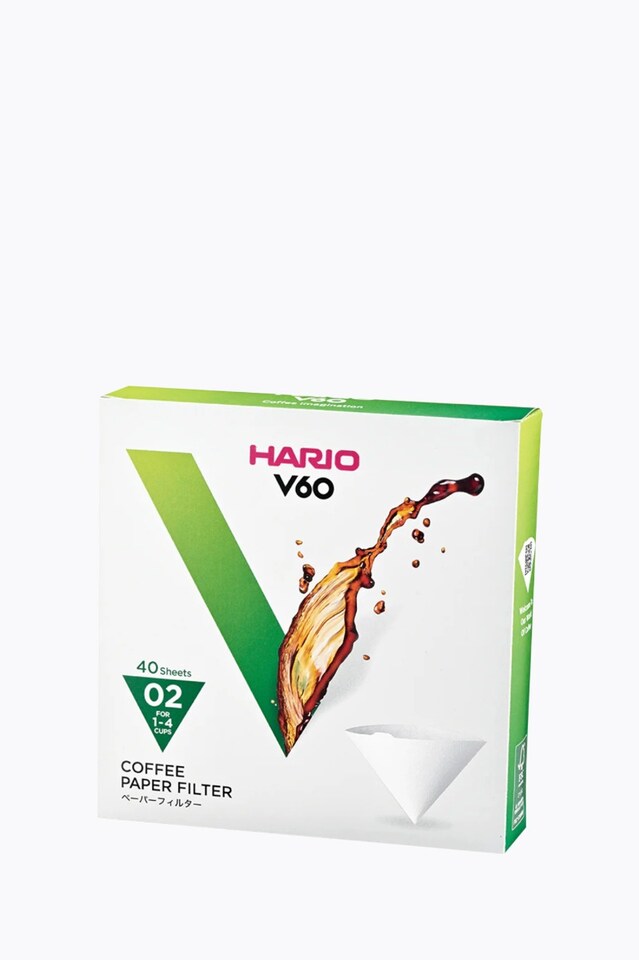 Hario white paper filters for 02 dripper (40 pieces)