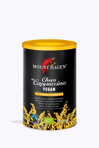 Mount Hagen Cappuccino Choco Vegan Orgánico Fairtrade 225g lata