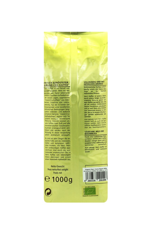 Vee's Organic Espresso Crema Napoli 1kg