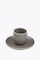 Molde Mandala Satin Matte Espresso Cup Gray with White Rim with Saucer