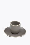 Molde Mandala Satin Matte Espresso Cup Gray with White Rim with Saucer