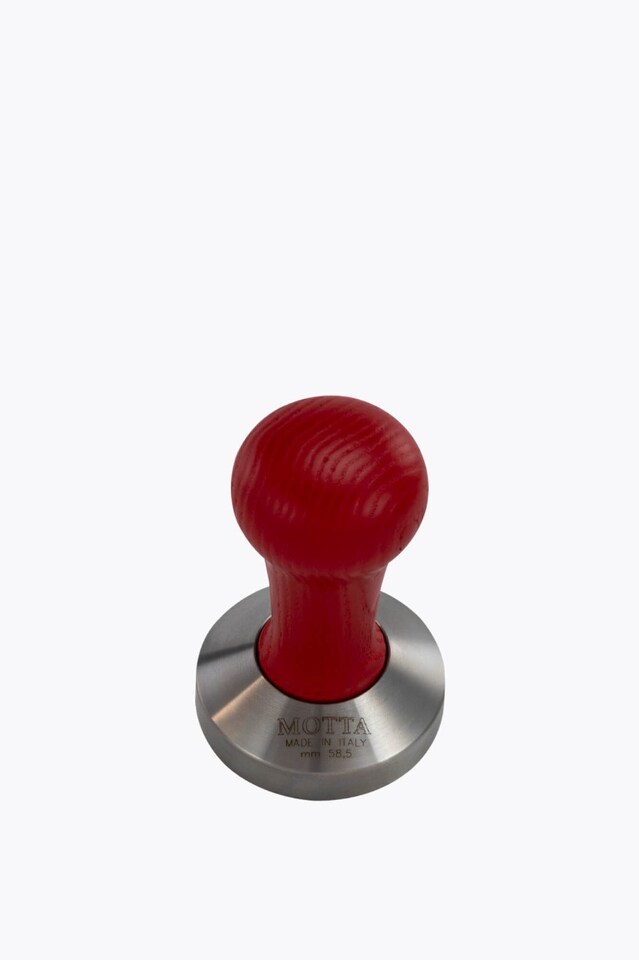Motta Tamper Stainless Steel plan mit Holzgriff rot 58,5mm
