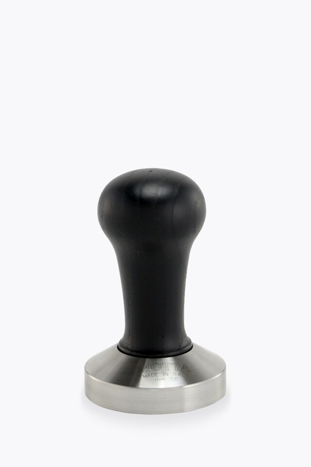 Motta Tamper Edelstahl Plan mit Holzgriff Schwarz 58mm