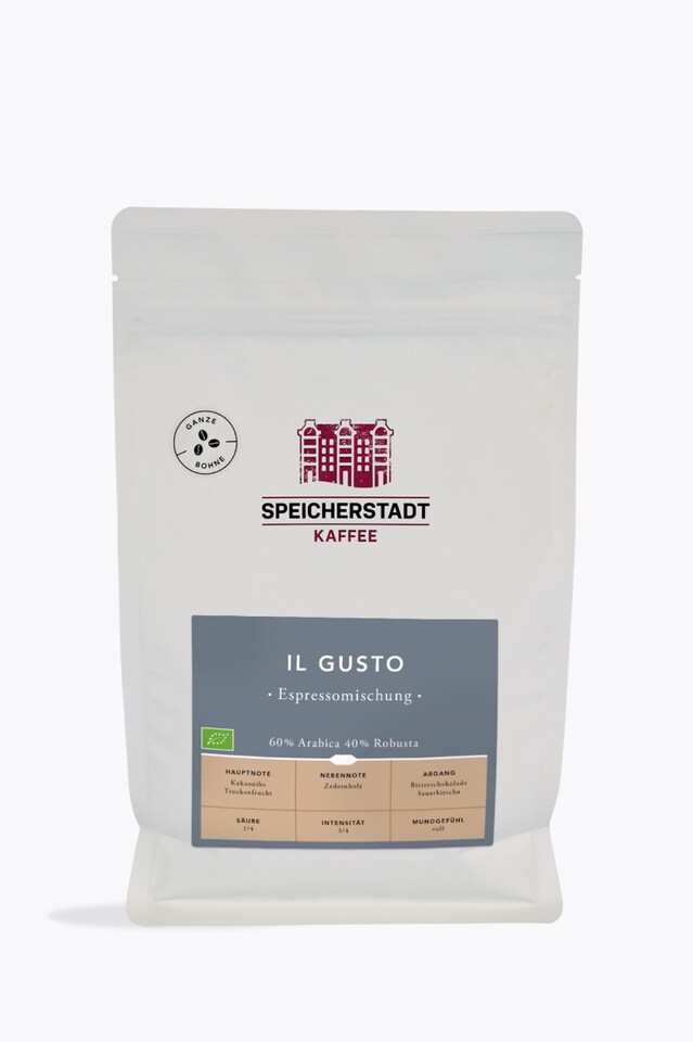 Speicherstadt Il Gusto mezcla de espresso orgánico 500g