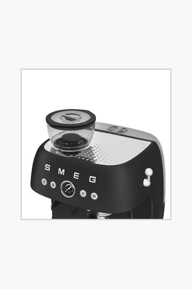 Smeg Espresso Machine 50's Style with Grinder, Black Matt