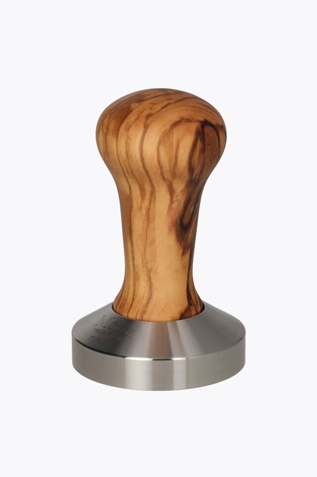 Tamper de madera de olivo base plana 58mm Motta