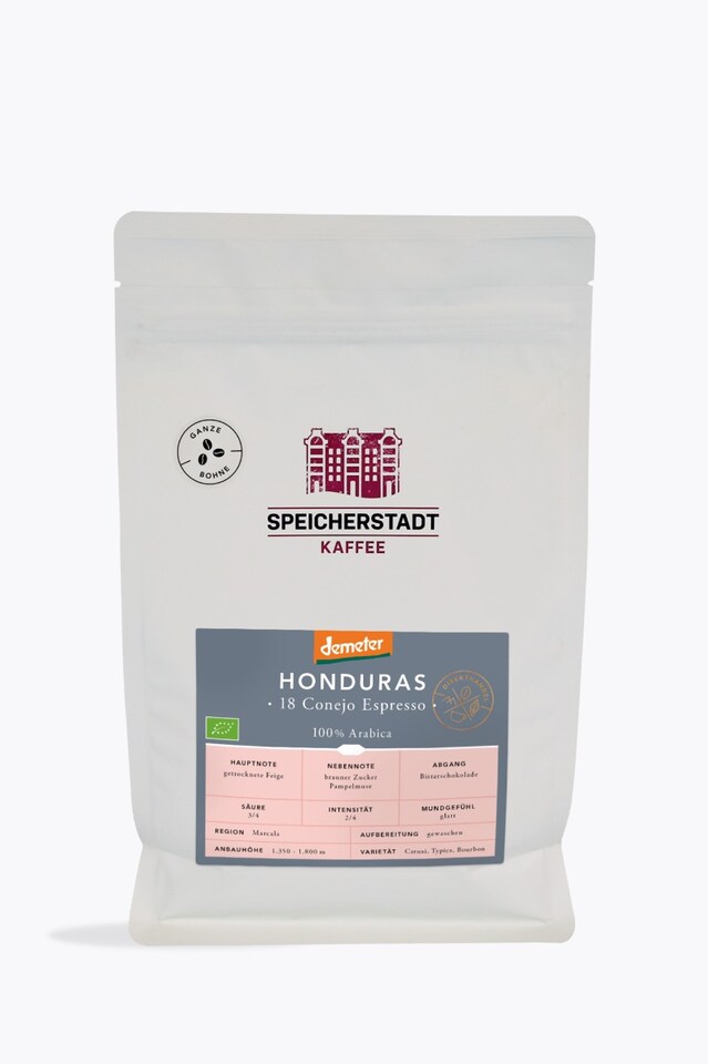 Speicherstadt Honduras 18 Conejo Organic Demeter Espresso 500g