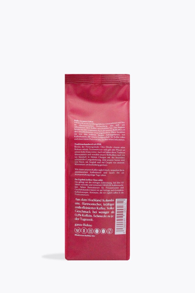 Dinzler Coffee La Sera decaffeinated 250g back