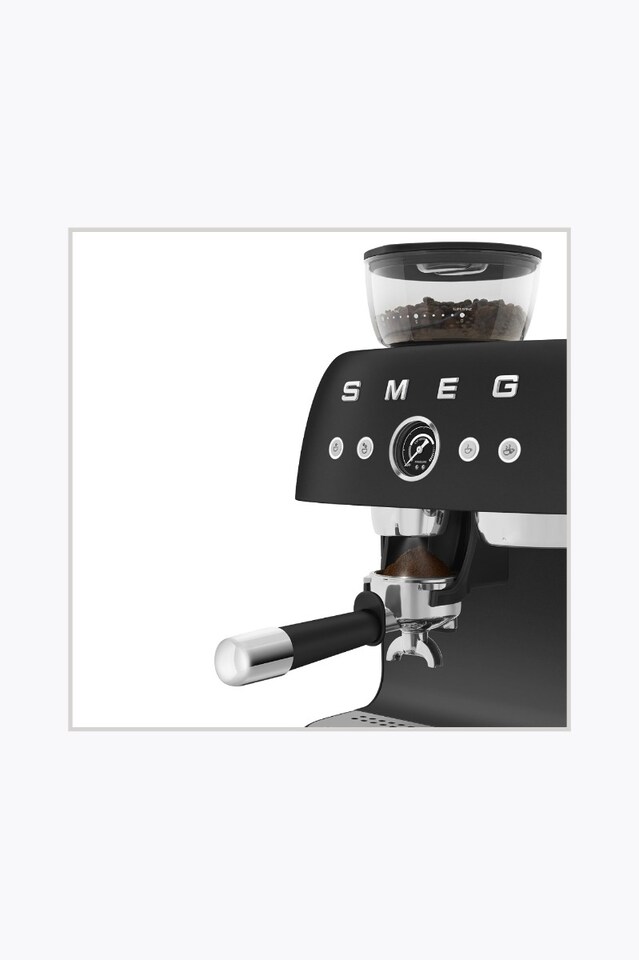 Smeg Espresso Machine 50's Style with Grinder, Matte Black