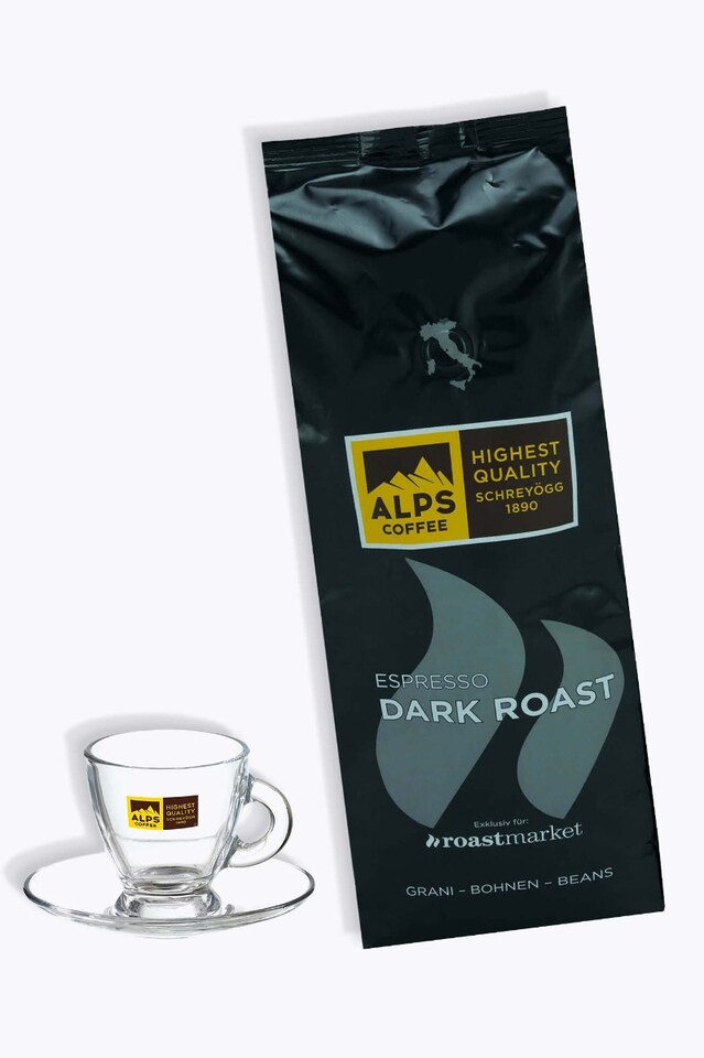 Alps Coffee Dark Roast 1kg + Gratis Glas Taza de espresso
