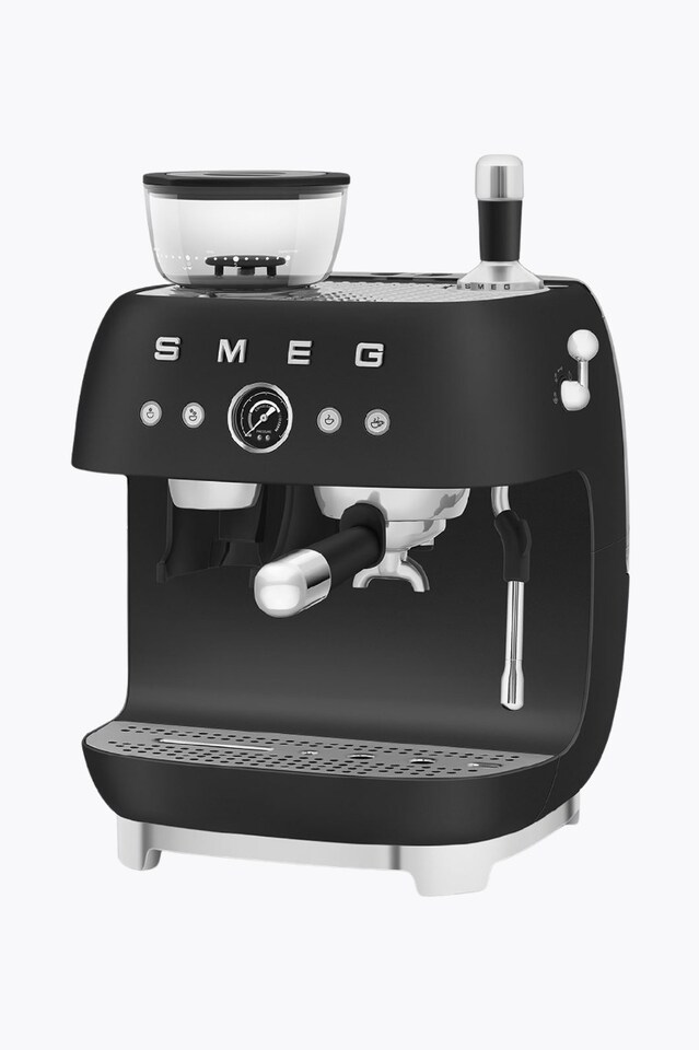 Smeg Espresso Machine 50's Style mit Grinder, Black-Matt