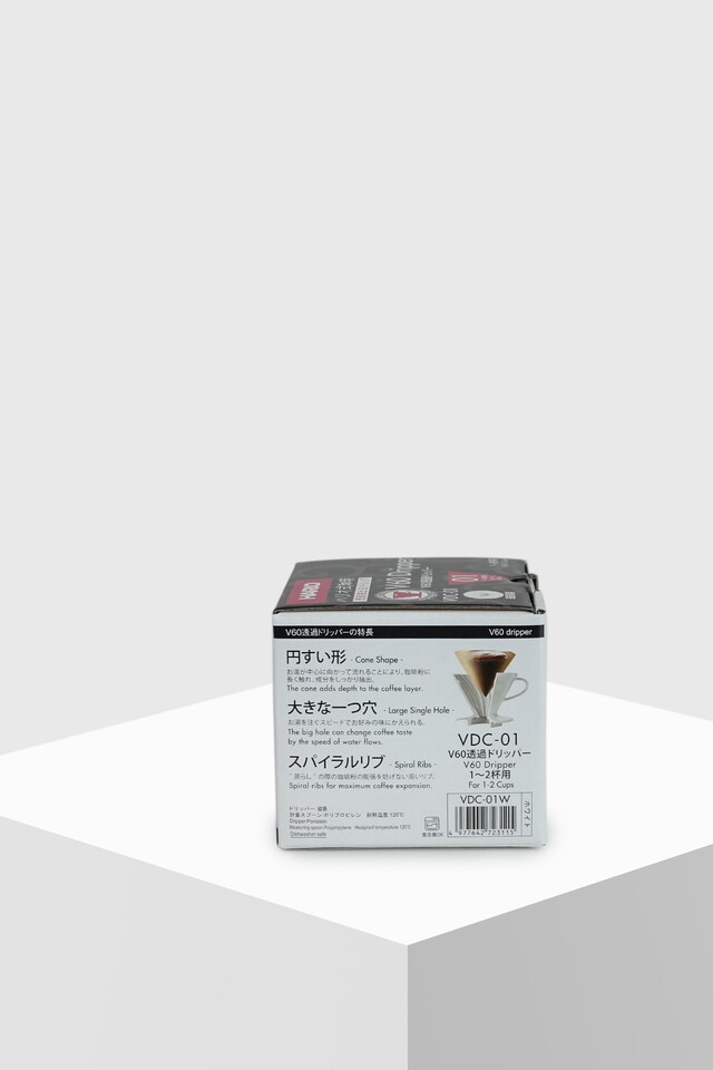 Hario Coffee Dripper V60 01 Ceramic white Filtros de café box lateral