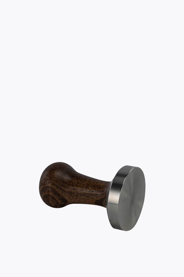 Motta Tamper Acero inoxidable plano con mango de madera marrón 58,5mm