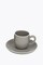 Molde Mandala Satin Mate Taza de espresso gris con borde blanco y platillo