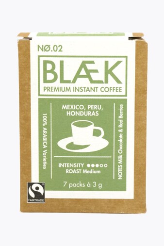 BLÆK Café instantáneo orgánico No. 2 Perú 21g